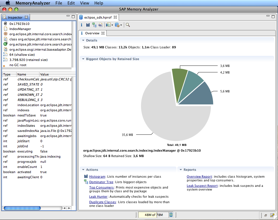 Eclipse Memory Analyzer for Java heap analysis