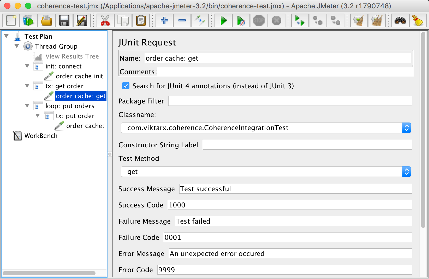 JMeter scenario of JUnit tests